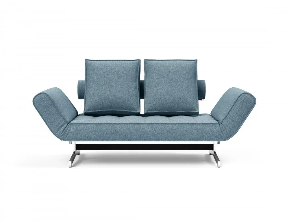 Illustration numéro 2 du produit INNOVATION LIVING  Canapé lit GHIA CHROME couchage 80x210 cm tissu Mixed Dance Light Blue