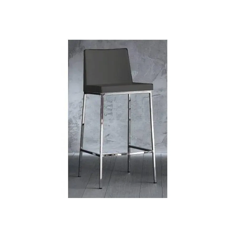 Illustration numéro 2 du produit Tabouret de bar ERIK en polyuréthane gris titane, piétement chromé.