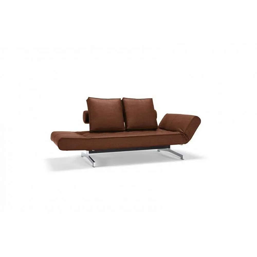 Illustration numéro 2 du produit INNOVATION LIVING  Canapé lit GHIA CHROME couchage 80x210 cm tissu Faunal Brown