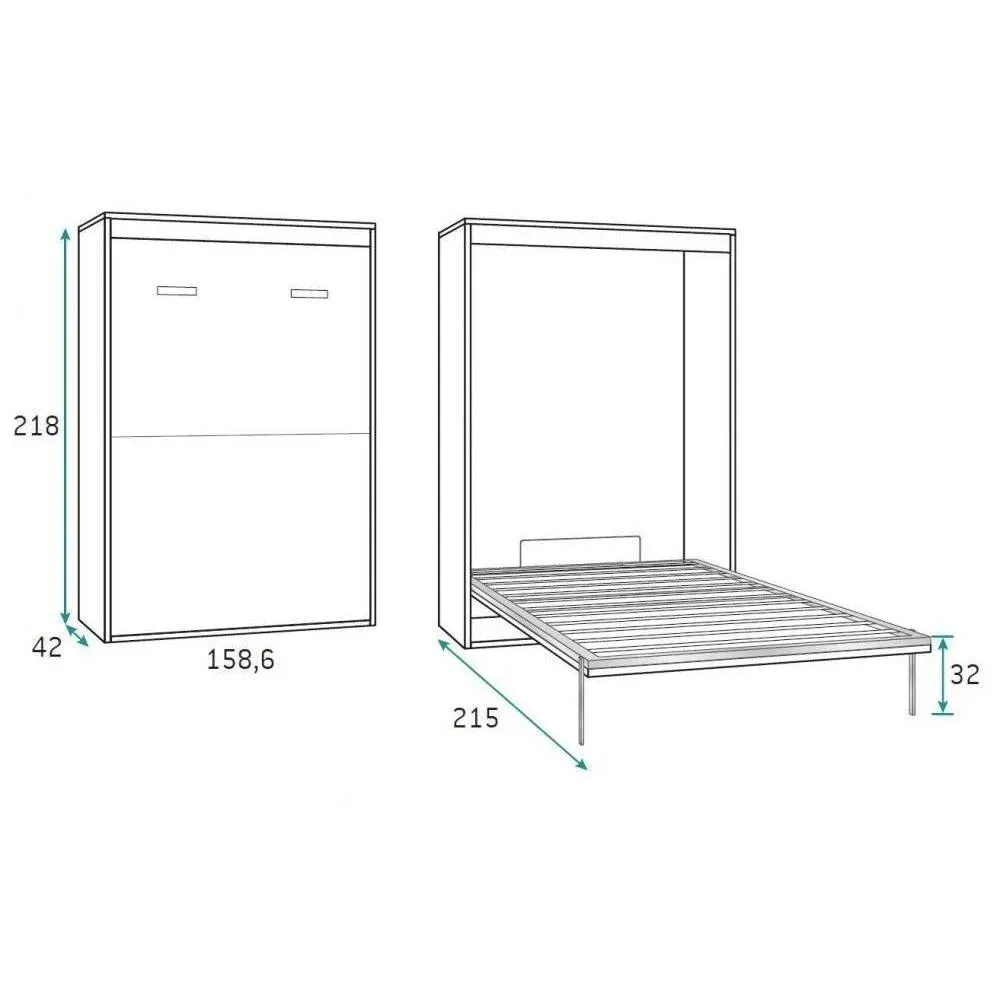 Illustration numéro 2 du produit Armoire lit escamotable AGATA chêne couchage 160 cm