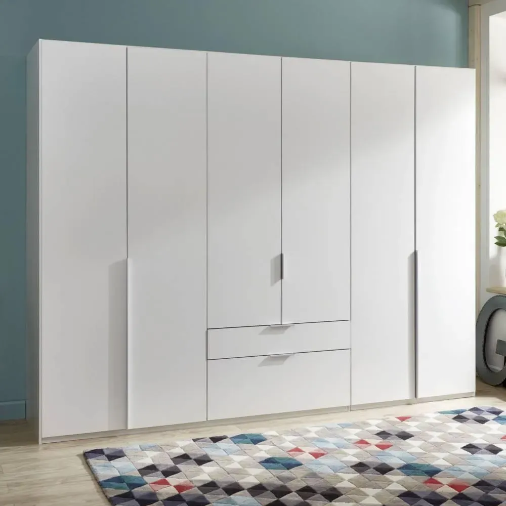 Illustration numéro 2 du produit Armoire 6 portes 2 tiroirs WILMA 270 cm blanche