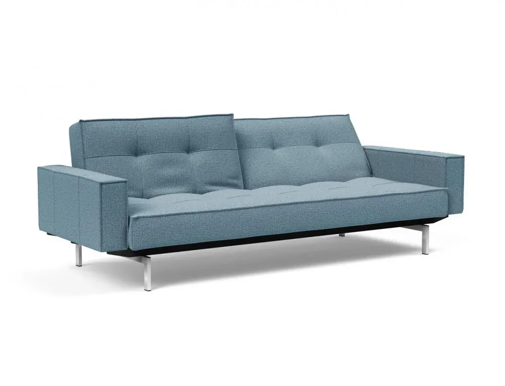 Illustration numéro 2 du produit INNOVATION LIVING Canapé SPLITBACK pieds chromé avec accoudoirs convertible lit 115*210 cm tissu Mixed Dance Blue