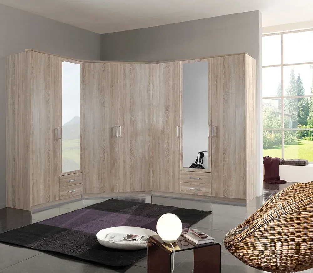 Illustration numéro 2 du produit Composition d'angle rangement dressing DORVAL chêne 216 x 260 cm