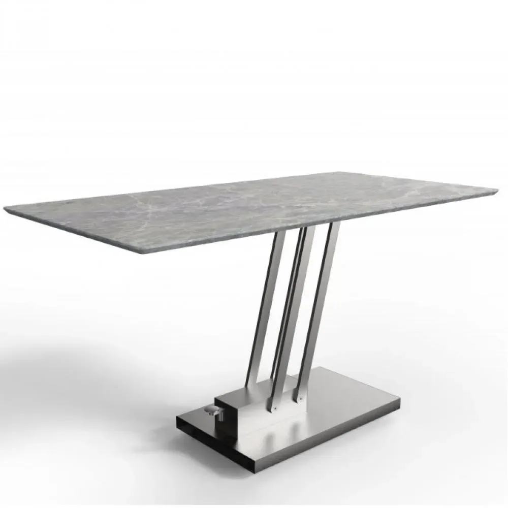 Illustration numéro 2 du produit Table basse relevable BRAVO MARBLE GREY plateau céramique finition marbre gris brillant.