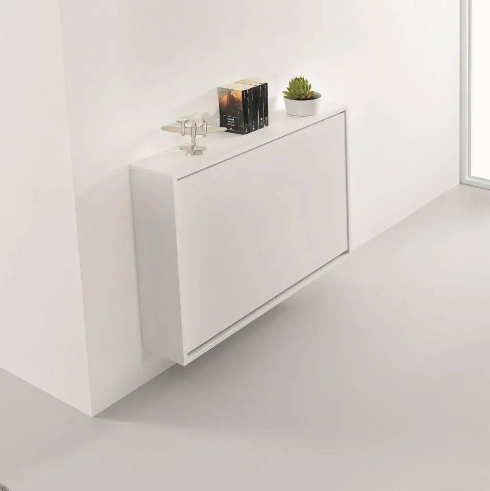 Illustration numéro 2 du produit Table/bureau mural pliant BUREAU avec 3 chaises ZETA blanches incluses