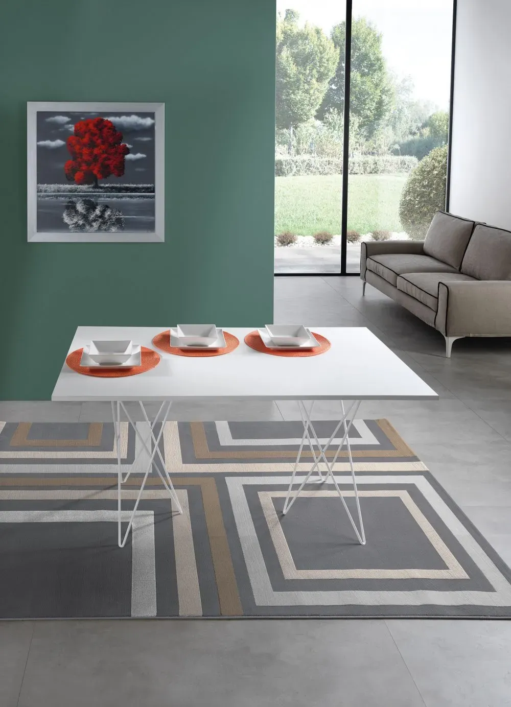 Illustration numéro 2 du produit Table console extensible ouverture en livre HERMES plateau blanc mat  pieds blanc largeur 140cm