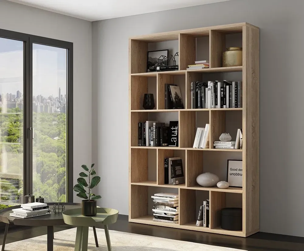 Illustration numéro 2 du produit Bibliothèque design RUBY chêne naturel largeur 150 cm