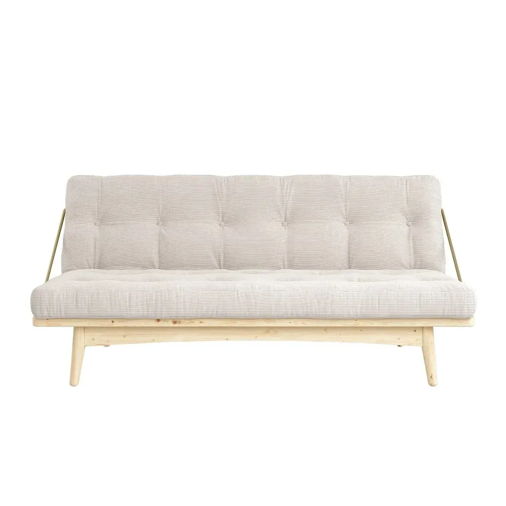 Illustration numéro 2 du produit Banquette futon FOLK en pin massif coloris ivoire couchage 130 x 190 cm.