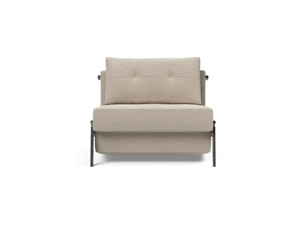 Illustration numéro 2 du produit INNOVATION LIVING  Fauteuil design SOFABED CUBED 02 CHROME Blida Sand Grey convertible lit 200*90 cm