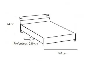 Illustration numéro 2 du produit Chambre à coucher complete VERNON couchage 140 x 200 cm chêne poutre et graphite