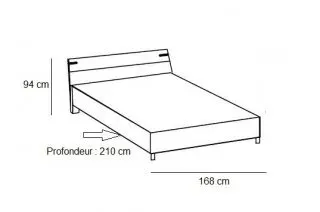 Illustration numéro 2 du produit Chambre à coucher complète  VERNON couchage 160 x 200 cm pin argenté et graphite