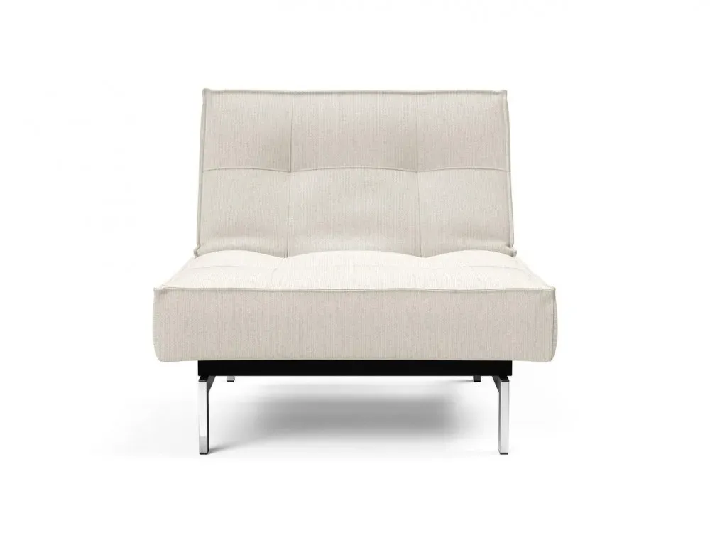 Illustration numéro 2 du produit INNOVATION LIVING  Fauteuil design SPLITBACK CHROME convertible lit 90*115 cm tissu Bouclé Off White
