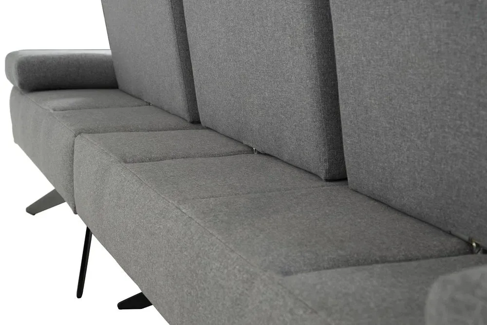 Illustration numéro 2 du produit Canapé angle FERNIE double profondeur méridienne gauche tissu gris 296 x 179 cm