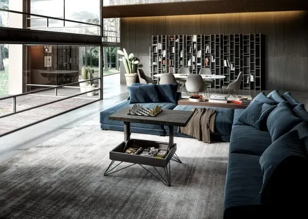 Illustration numéro 2 du produit Table basse convertible RAY Plateau Eco-bois Pierre et Piétement Métal