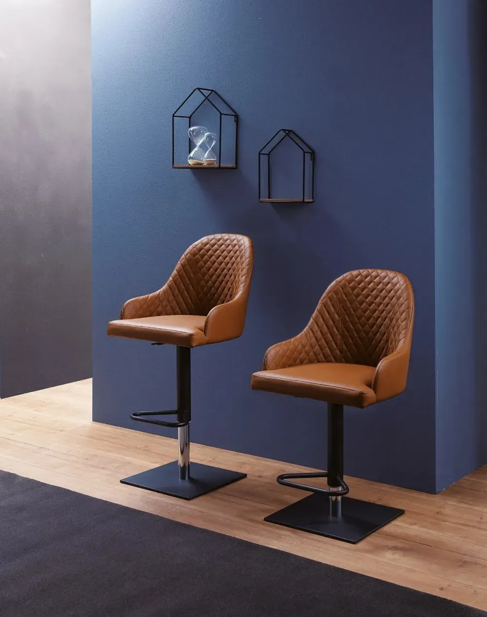 Illustration numéro 2 du produit Ozzio PROMETEO Tabouret de bar en Cuir Fango et Métal Graphite