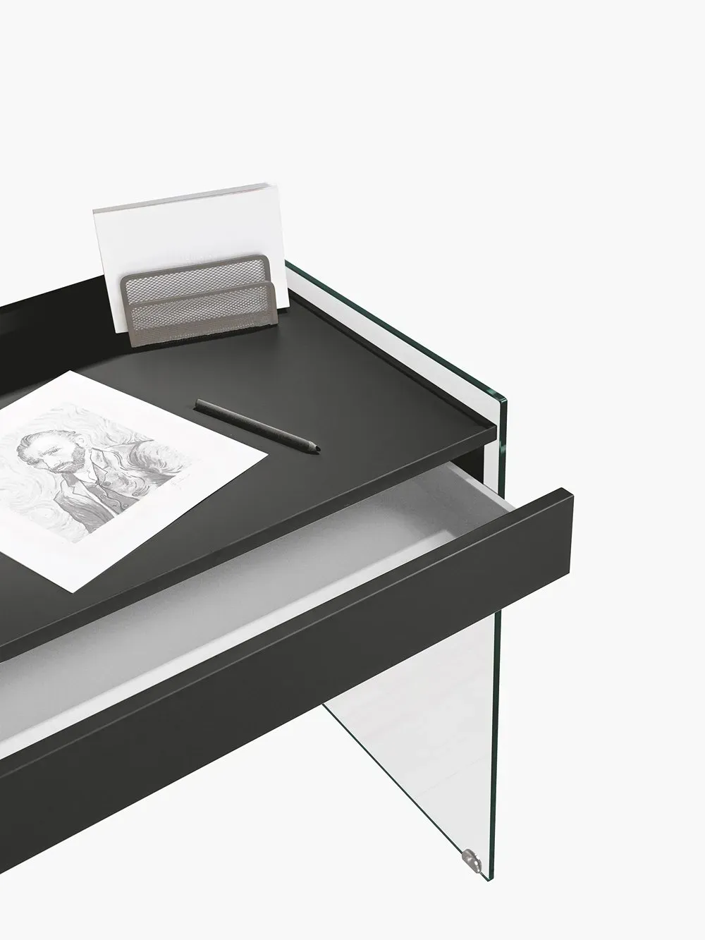 Illustration numéro 2 du produit bureau MYDESK en verre clair coloris gris ardoise