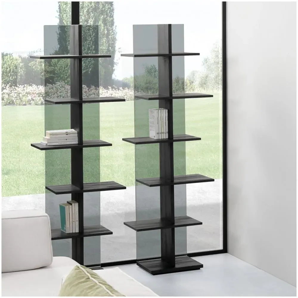 Illustration numéro 2 du produit Bibliothèque STEP en stratifié écologique coloris noir carbone