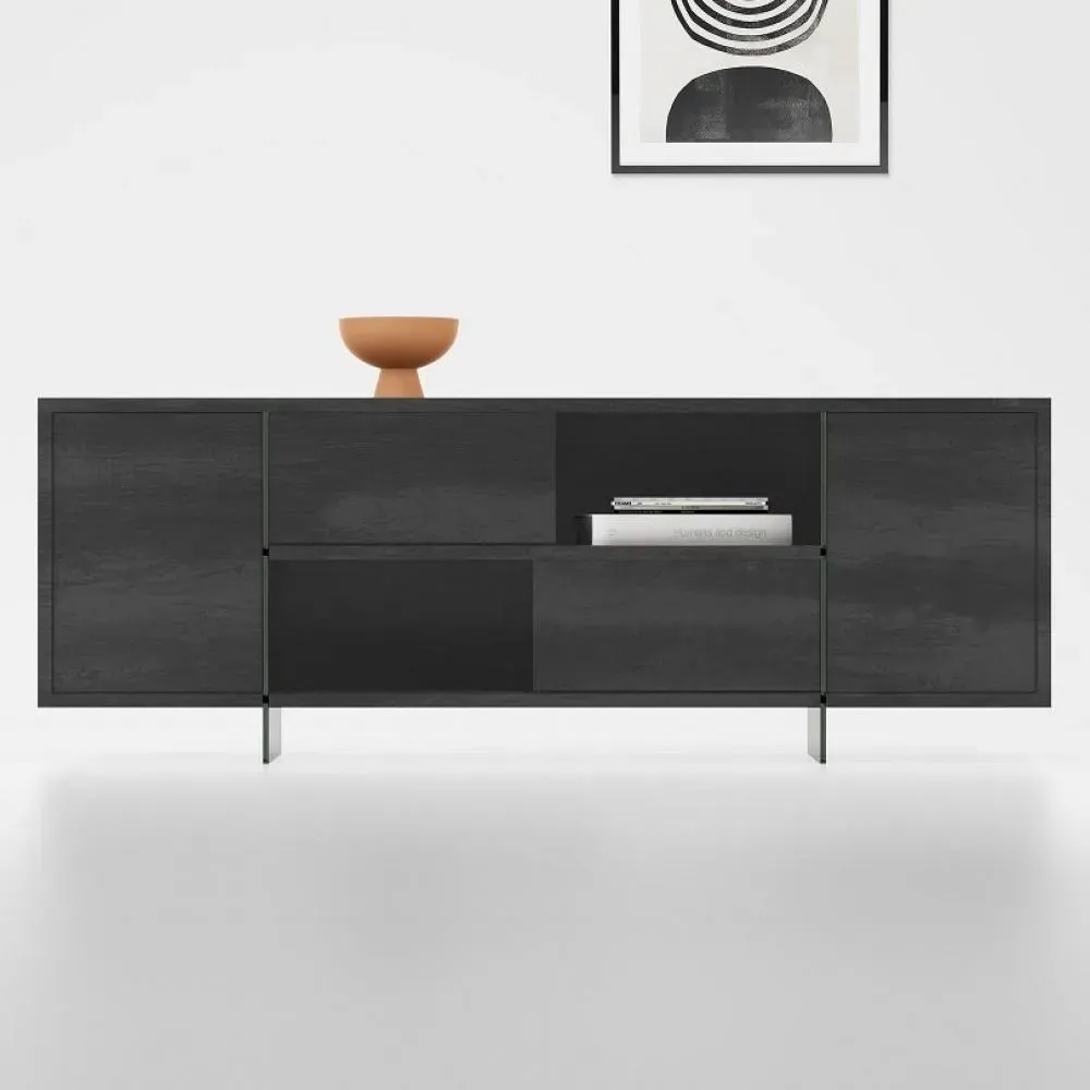 Illustration numéro 2 du produit Buffet MADISSON en stratifié écologique coloris noir carbone