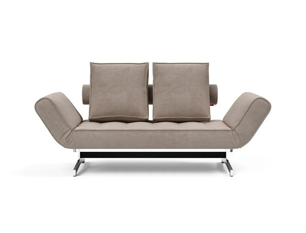Illustration numéro 2 du produit INNOVATION LIVING  Canapé lit GHIA CHROME couchage 80x210 cm tissu Cordufine Beige