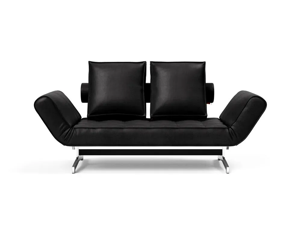 Illustration numéro 2 du produit INNOVATION LIVING  Canapé lit GHIA CHROME couchage 80x210 cm tissu Faunal Black