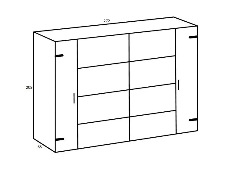 Illustration numéro 2 du produit Armoire STOKE 2 portes coulissantes 2 portes battantes corps graphite rechampis sapin argenté