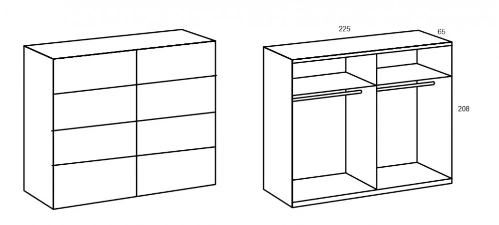 Illustration numéro 2 du produit Armoire coulissante AURELIA 225cm blanc porte verre gris