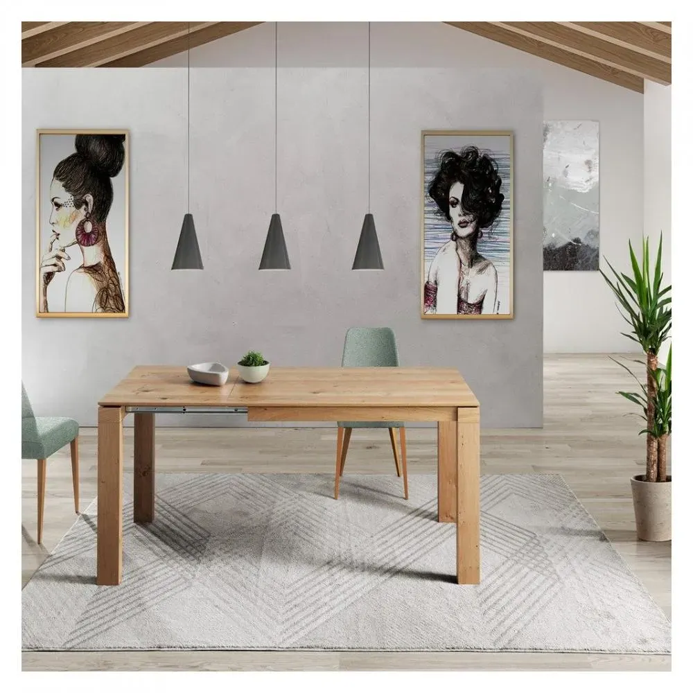 Illustration numéro 2 du produit Table repas extensible ARMONIA  6 couverts 120/190x90cm pieds bois plateau chêne noueux