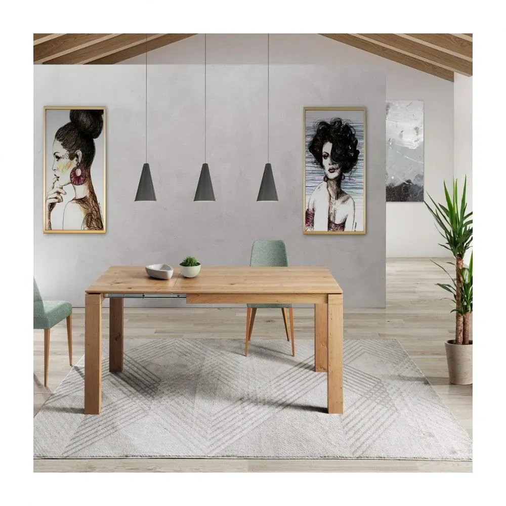 Illustration numéro 2 du produit Table repas extensible ARMONIA  8 couverts 140/210x90cm pieds bois plateau chêne noueux