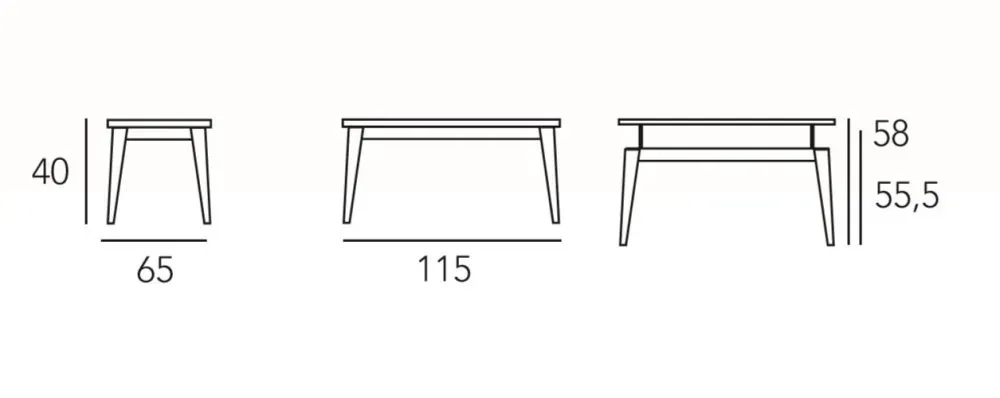 Illustration numéro 2 du produit Table basse relevable GEO 115 x 65 x 40 cm  pieds blancs plateau verre blanc