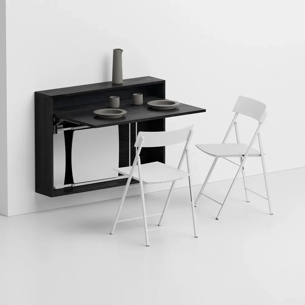Illustration numéro 2 du produit Table/bureau mural pliante BUREAU support acier structure stratifié écologique noir carbone