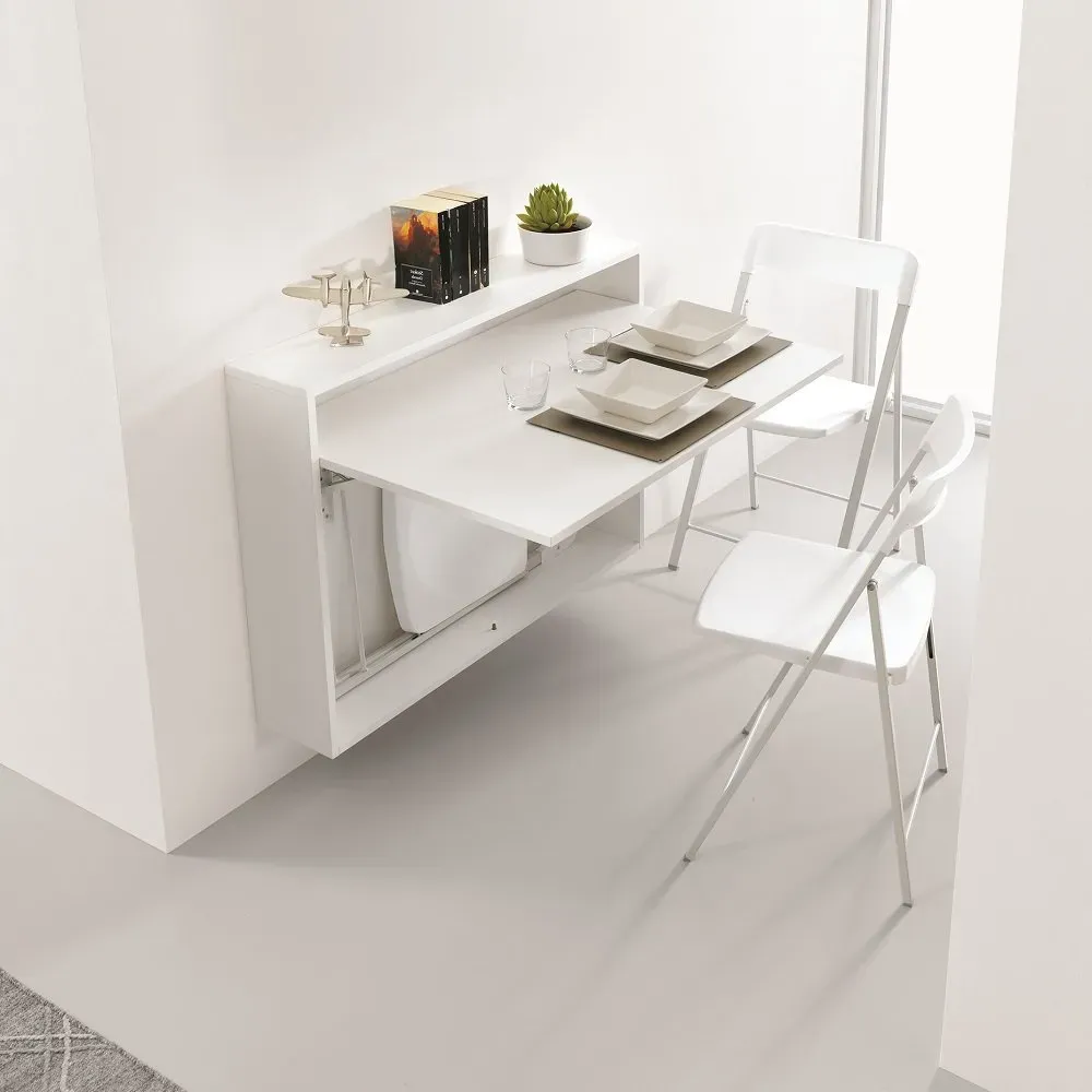 Illustration numéro 2 du produit Table/bureau mural pliante BUREAU support acier structure stratifié écologique blanc