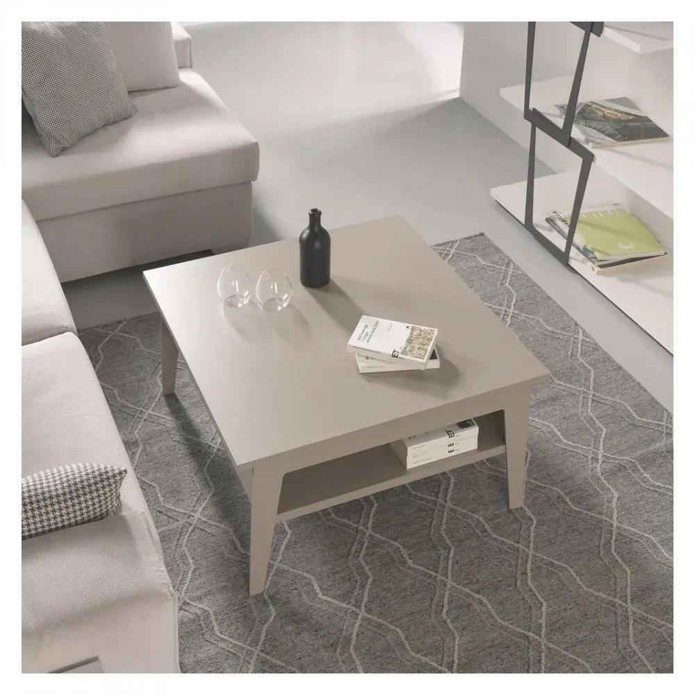 Illustration numéro 2 du produit Table basse relevable BRIGHTON 80x70x40/65cm cadre stratifié gris tourterelle pieds métal