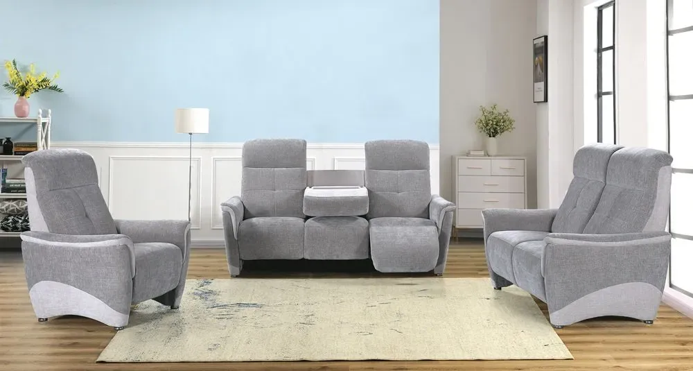 Illustration numéro 2 du produit Canapé 2 places RELAX électrique BLOOM tissu maillé gris foncé & gris clair