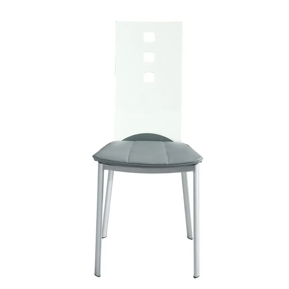 Illustration numéro 2 du produit Lot de 2 chaises design LUXOR GREY pieds métal dossier plexiglass assise microfibre gris