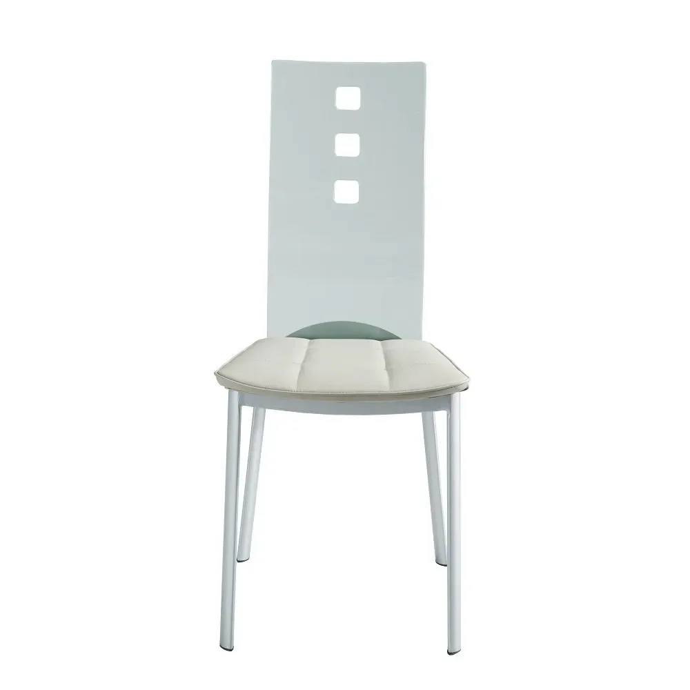 Illustration numéro 2 du produit Lot de 2 chaises design LUXOR SHADOW pieds métal dossier plexiglass assise microfibre taupe