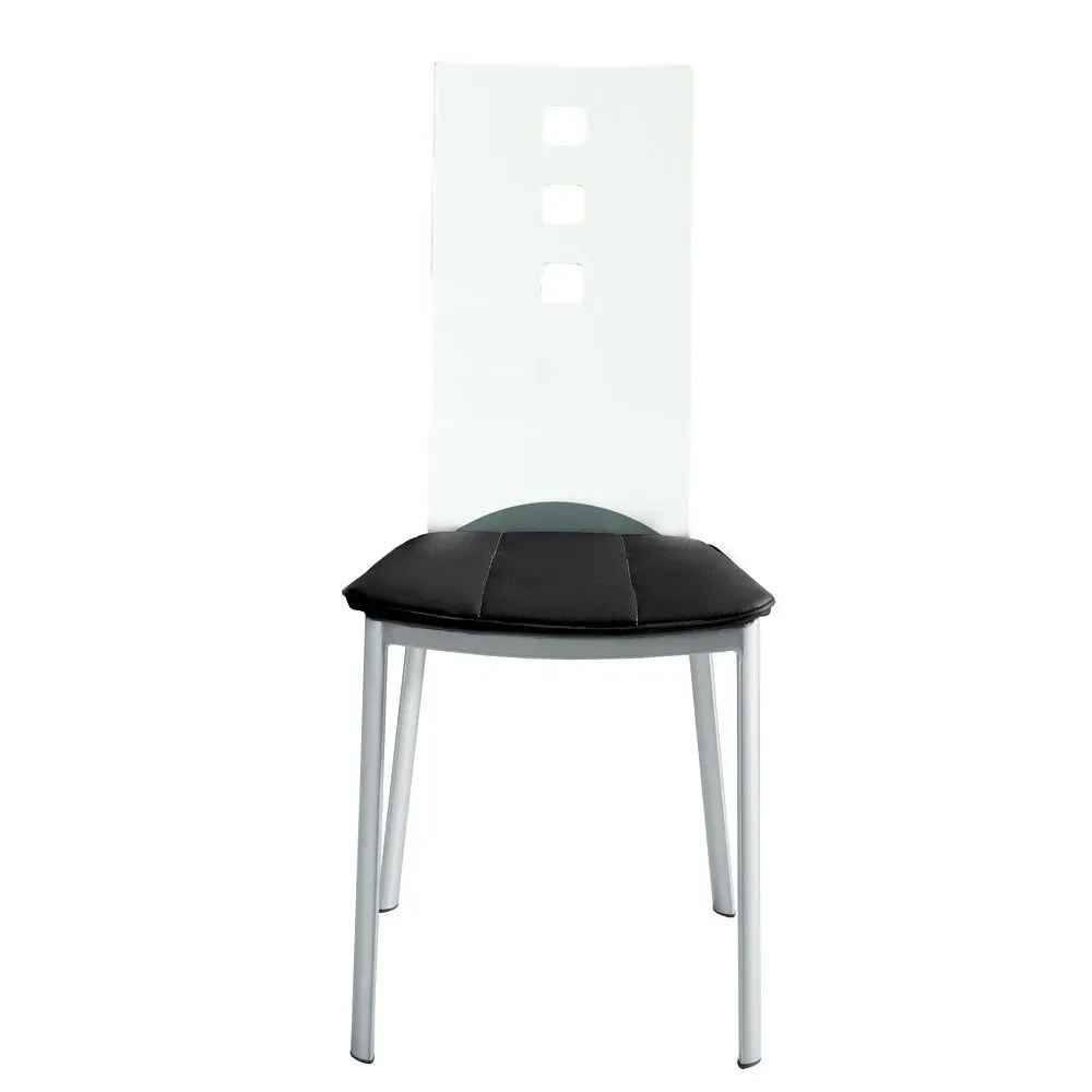 Illustration numéro 2 du produit Lot de 2 chaises design LUXOR BLACK pieds métal dossier plexiglass assise microfibre noir