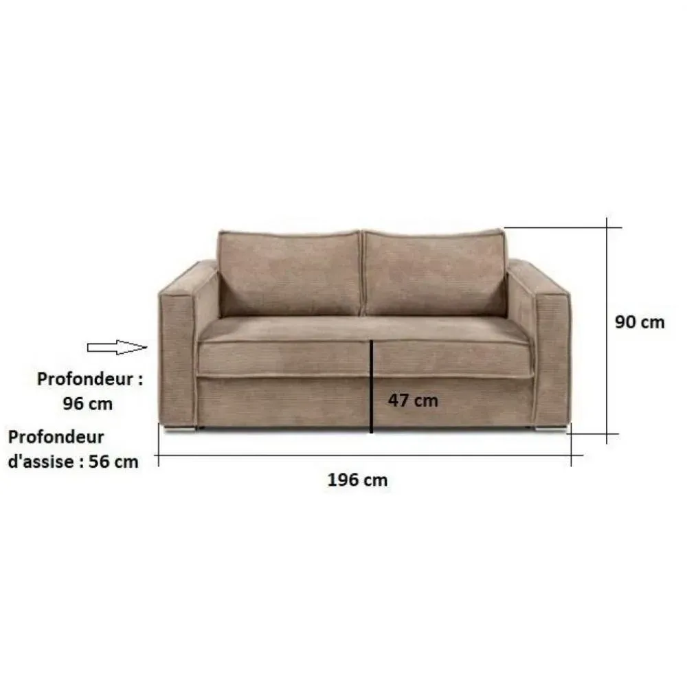 Illustration numéro 2 du produit Canapé fixe  3 places IBIZA largeur 196 cm velours côtelé zoom terra