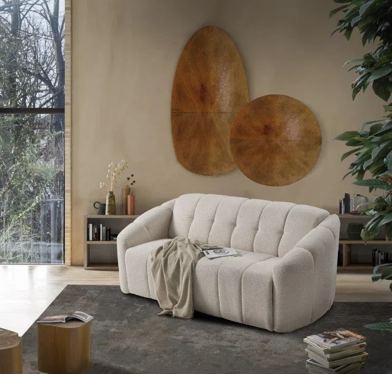 Illustration numéro 2 du produit Canapé 2 places  VIGO FIXE 187 cm bouclé beige