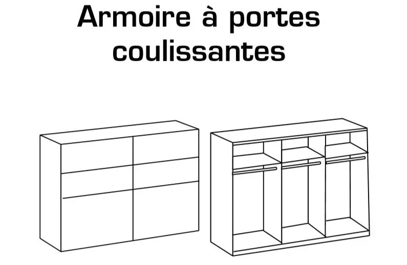 Illustration numéro 2 du produit Armoire 2 portes coulissantes ANGIE 270 cm blanc et graphite