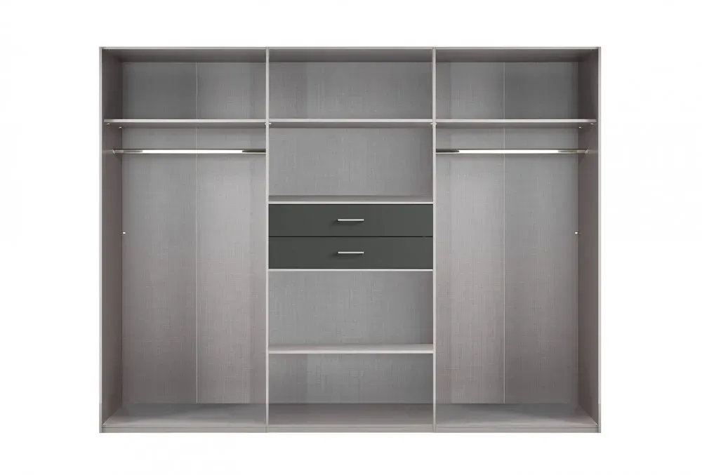 Illustration numéro 2 du produit Armoire 6 portes blancs 2 portes miroirs DIVER 270 cm 2 tiroirs chênes poutres