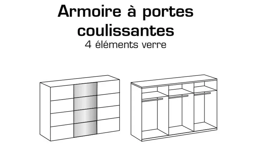 Illustration numéro 2 du produit Armoire 3 portes coulissantes TILBURG 270 cm gris Sahara verre noir et graphite