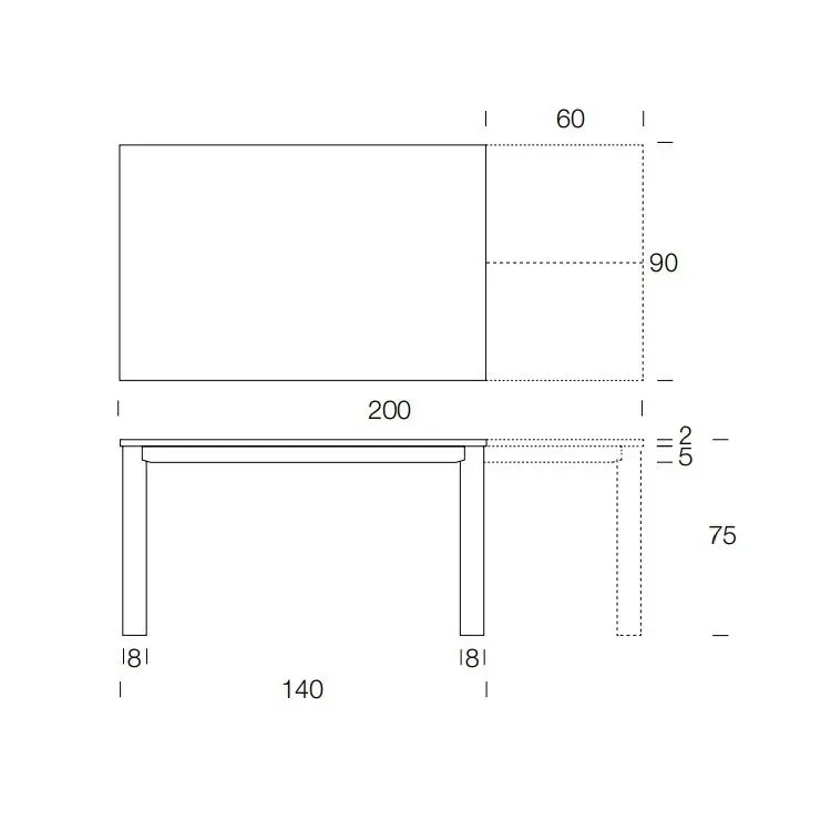 Illustration numéro 2 du produit Table 8 couverts TEOREMA extensible 140 à 200cm pieds métal graphite plateau mélaminé pierre gris