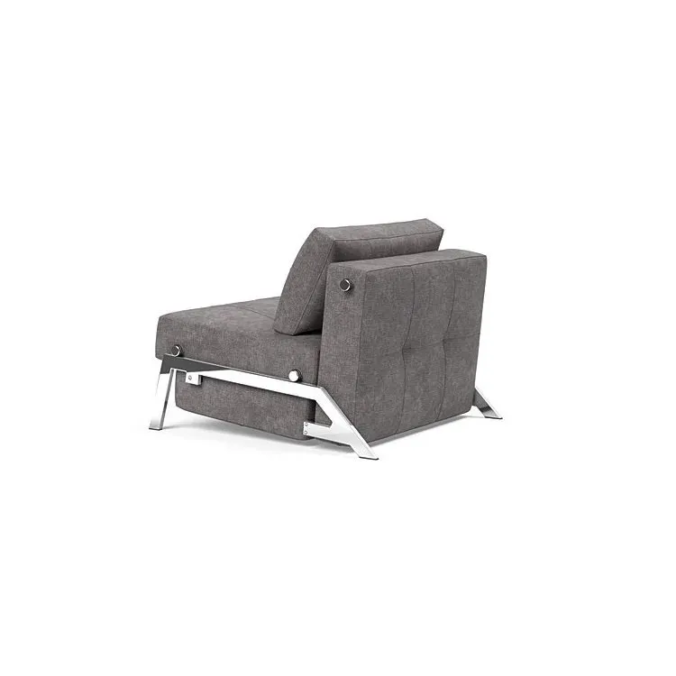 Illustration numéro 2 du produit INNOVATION LIVING  Fauteuil design SOFABED CUBED 02 CHROME Avella Warm Grey convertible lit 200x90 cm