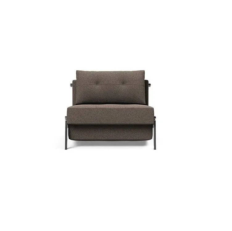 Illustration numéro 2 du produit INNOVATION LIVING  Fauteuil design SOFABED CUBED 02 CHROME Bouclé Taupe convertible lit 200x90 cm