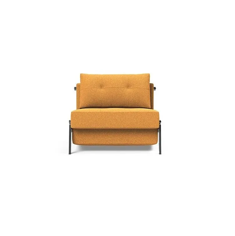 Illustration numéro 2 du produit INNOVATION LIVING  Fauteuil design SOFABED CUBED 02 CHROME Bouclé Ochre convertible lit 200x90 cm