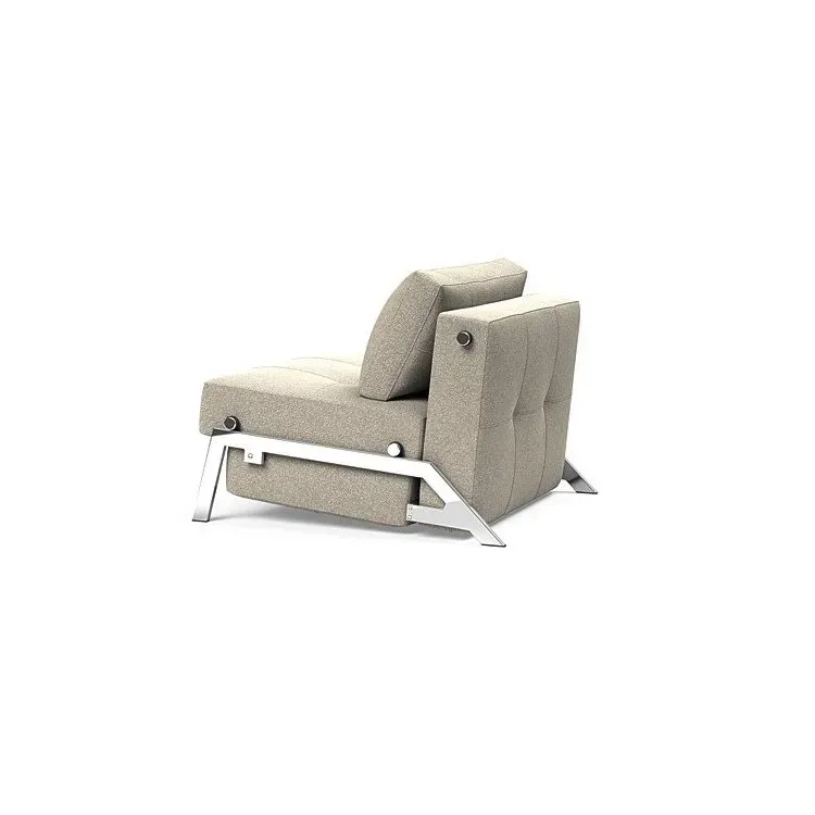 Illustration numéro 2 du produit INNOVATION LIVING  Fauteuil design SOFABED CUBED 02 CHROME Bouclé Beige convertible lit 200x90 cm