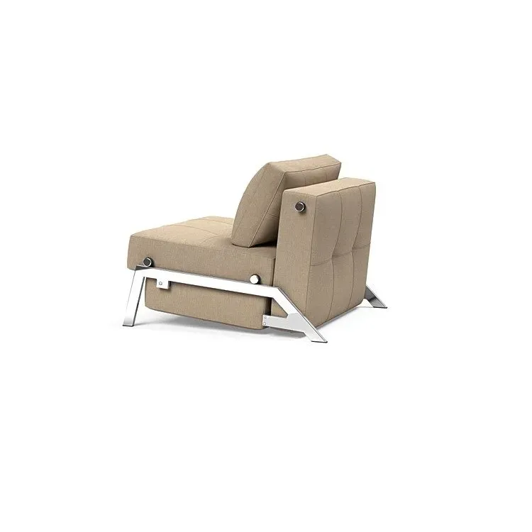 Illustration numéro 2 du produit INNOVATION LIVING  Fauteuil design SOFABED CUBED 02 CHROME Phobos Mocha convertible lit 200x90 cm