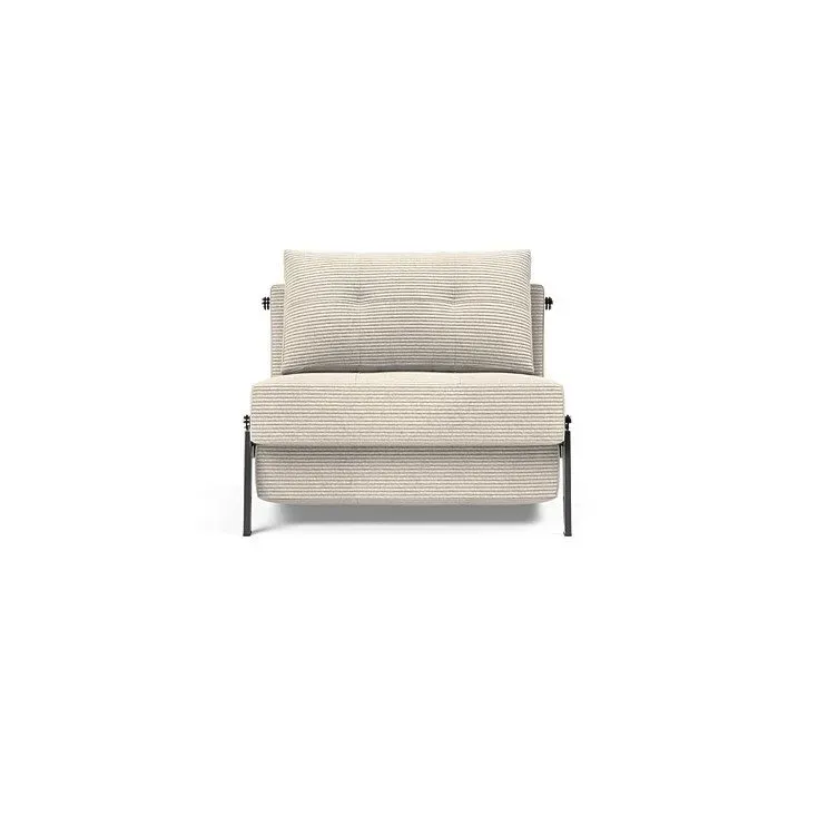 Illustration numéro 2 du produit INNOVATION LIVING  Fauteuil design SOFABED CUBED 02 CHROME Corduroy Ivory convertible lit 200x90 cm