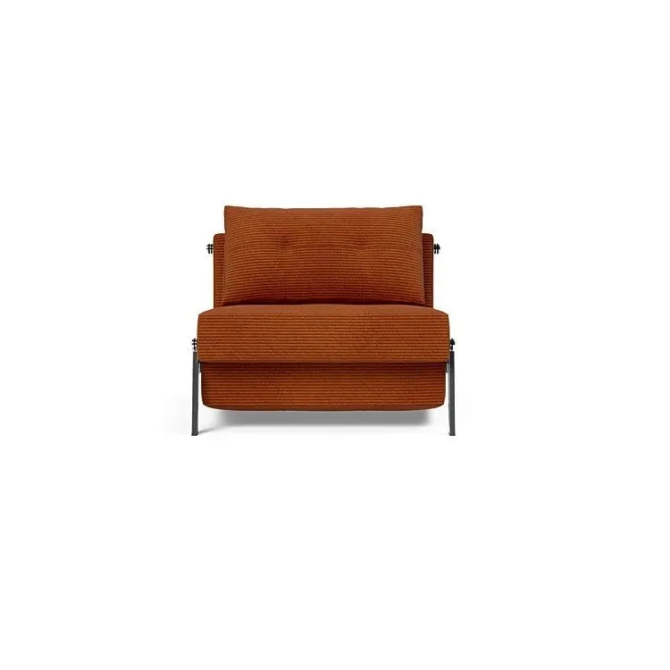 Illustration numéro 2 du produit INNOVATION LIVING  Fauteuil design SOFABED CUBED 02 CHROME Corduroy Orange convertible lit 200x90 cm