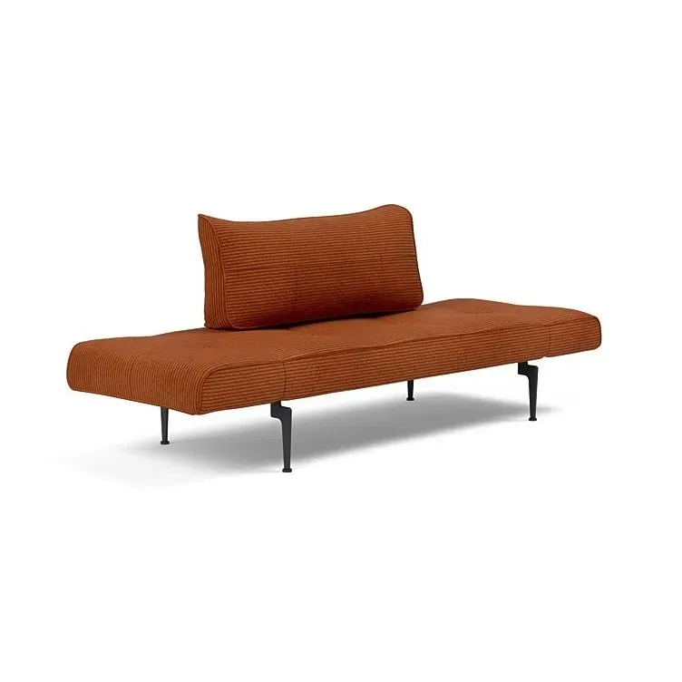 Illustration numéro 2 du produit Canape convertible lit  200x70 cm ZEAL LASER  piétement métallique tissu Corduroy Orange